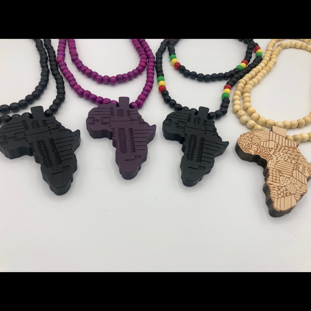 4 Beaded Africa Map Necklace Chains